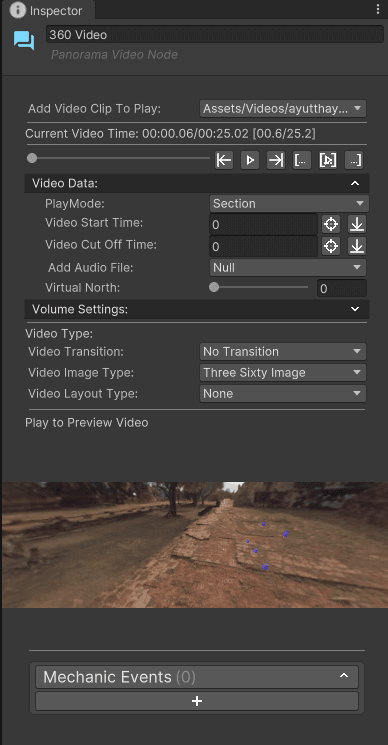 360 Video Node inspector