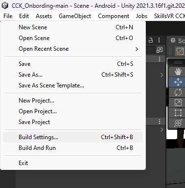 Build Settings in the toolbar