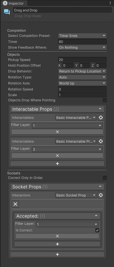 Drag and Drop Node inspector