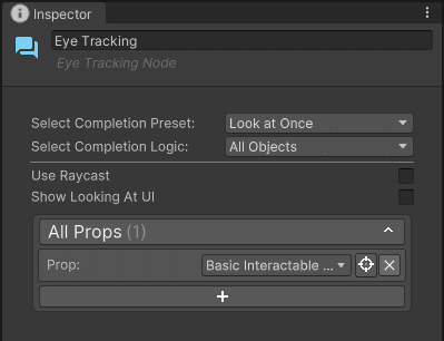 Eye Tracking Node inspector