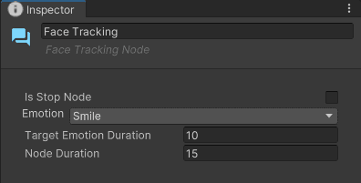 Face Tracking Node inspector