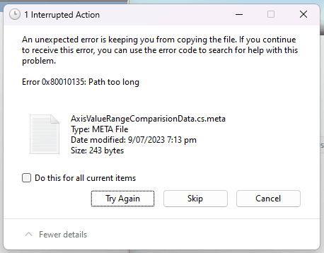 "Path too long" error message