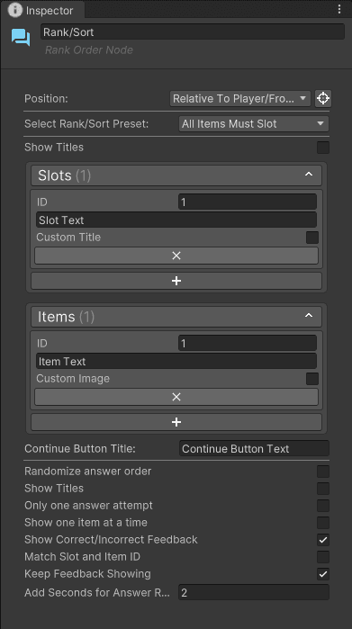 Rank-Sort Node inspector