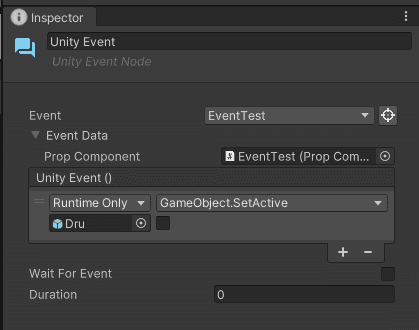 Unity Event Node inspector
